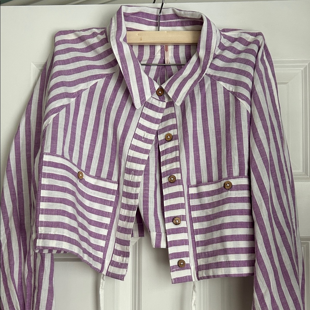 NWT! Free People Button-Up Cropped Shirt